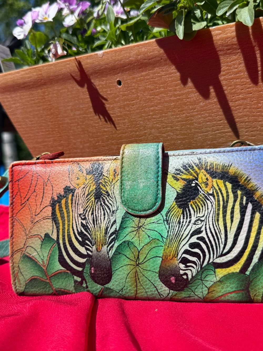 Anuschka Hand-Painted Leather Zebra Wallet